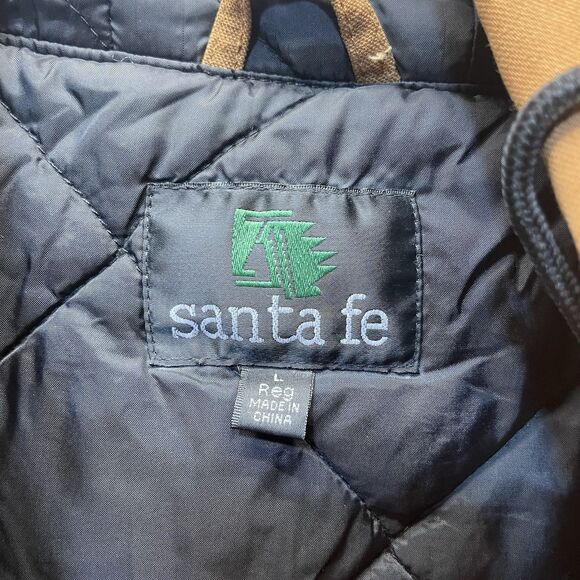 VTG Santa Fe Bomber Jacket Men's Large Canvas Quilt Lined Insulated - Picture 5 of 9